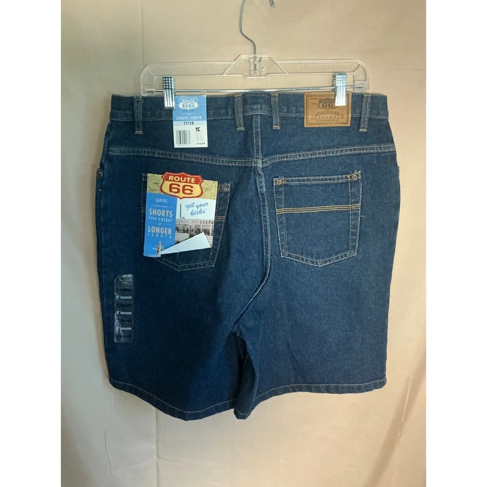 Route 66 Denim Shorts Women 17/18 Blue New High Rise 8in Inseam RT66L336L